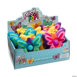 40% OFF: Butterfly Plush Fidget Backpack Clips - 12 PK